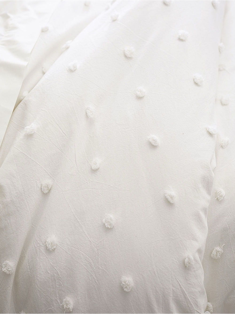 Pottery Barn Teen Tufted Dot Duvet Cover White Pom Poms Twin Size Button Closure - Picture 2 of 8